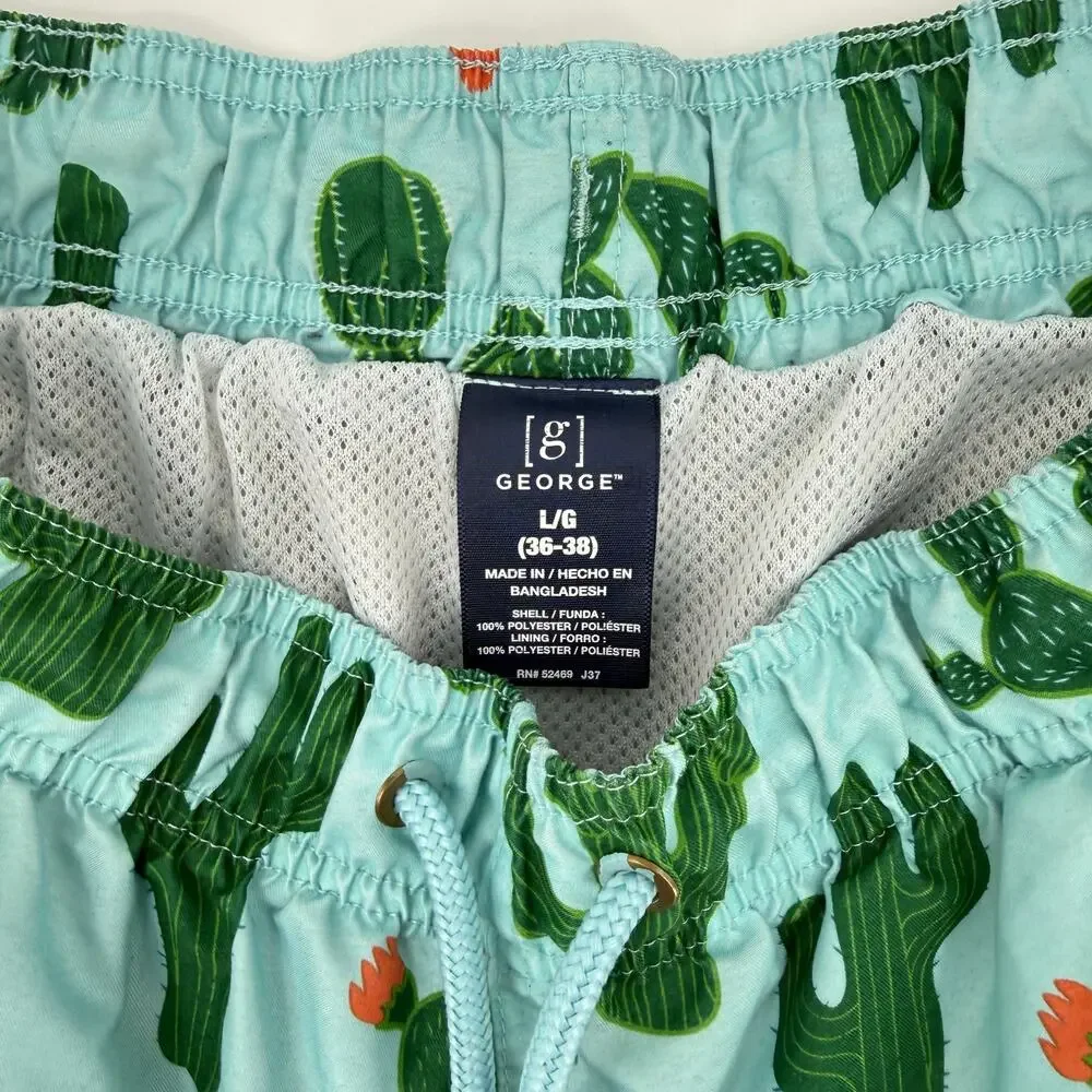 Lot of 3 Men's Size Large Swim Trunks Cactus Patriotic George Lined Drawstring